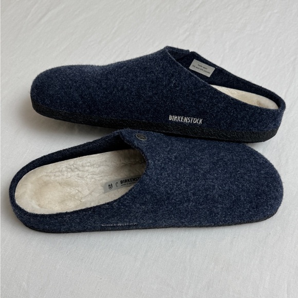 Birkenstock Men's Zermatt Shearling Slipper Clogs In Navy Blue Size 44 - US 11 - Picture 9 of 12
